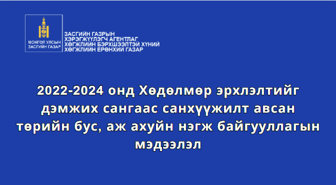 2022-2024 онд Хөдөлмөр эрхлэлтийг дэмжих сангаас санхүүжилт авсан төрийн бус, аж ахуйн нэгж байгууллагын мэдээлэл